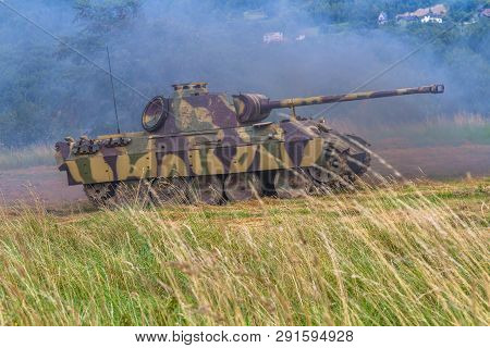 German Tank Pzkpfw 171 Panther From Ww Ii During Historical  Reenactment. Poland