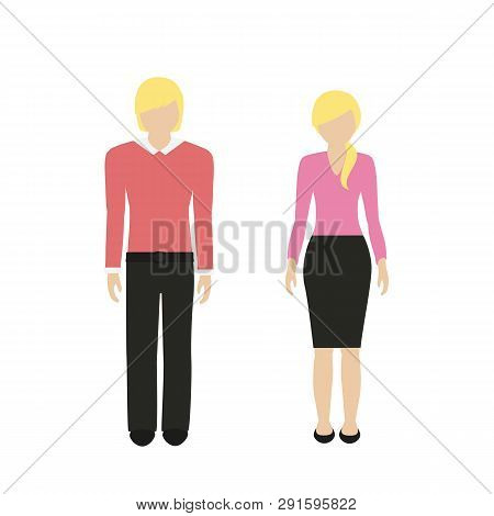 Man And Woman Character With Blond Hair Scandinavian Isolated On White Background Vector Illustratio