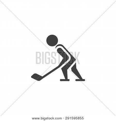 Hockey Sport Vector Icon. Filled Flat Sign For Mobile Concept And Web Design. Ice Hockey Player With
