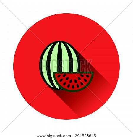 Flat Design Icon Of Watermelon In Ui Colors. Vector Illustration.