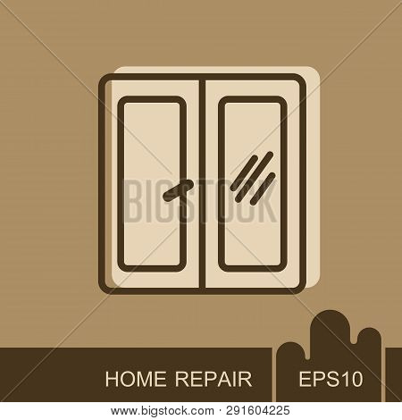 Window Icon. Casement Sign. Construction, Repair And Building Vector Design And Illustration