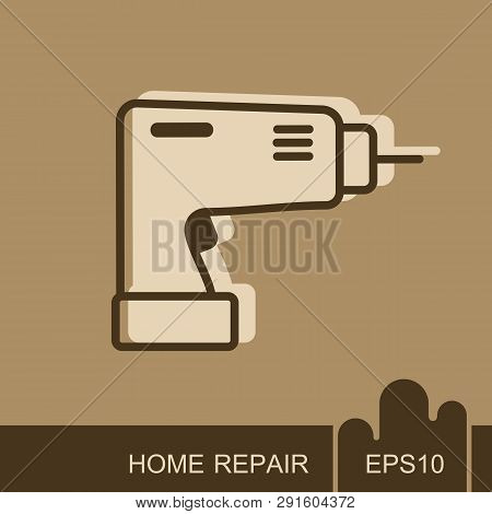 Electric Screwdriver Icon. Construction, Repair And Building Vector Design And Illustration