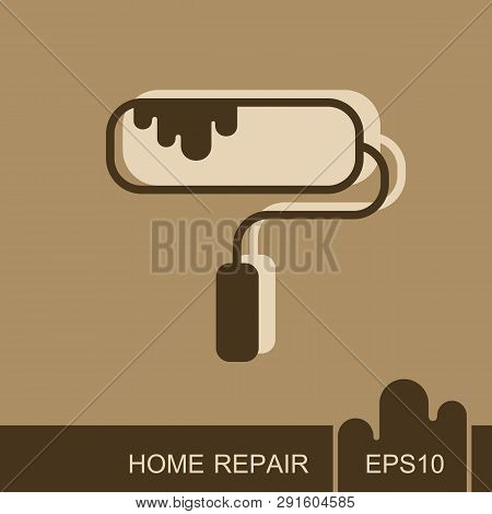 Paint Roller Icon. Construction, Repair And Building Vector Design And Illustration