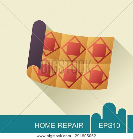 Linoleum Roll Icon. Interior Design And Home Repair