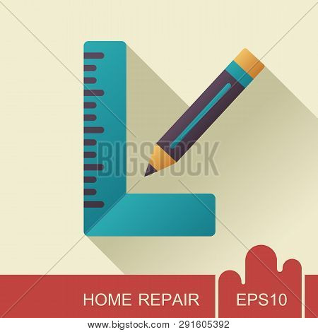Carpenter Square And Pencil Icon. Construction, Repair And Building Vector Design And Illustration