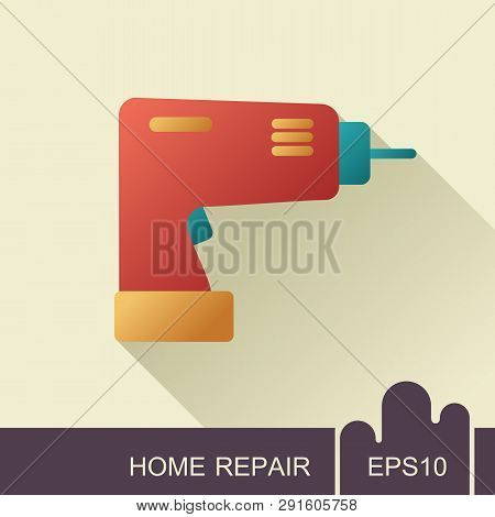 Electric Screwdriver Icon. Construction, Repair And Building Vector Design And Illustration