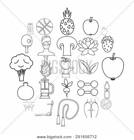 Regimen Icons Set. Outline Set Of 25 Regimen Icons For Web Isolated On White Background