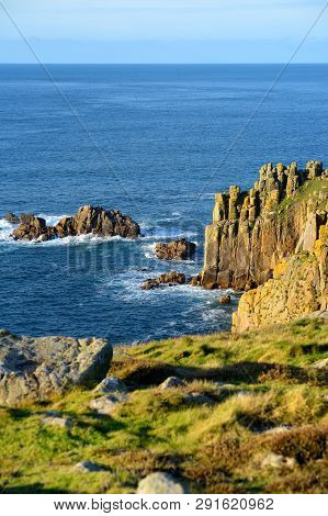Rough And Rocky Shore Near Land's End, The Most Westerly Point Of England, Cornwall