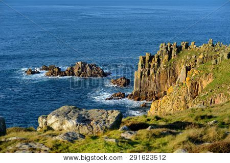 Rough And Rocky Shore Near Land's End, The Most Westerly Point Of England, Cornwall