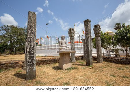 Anuradhapura, Sri Lanka - August 21, 2018: Ancient Buddhist Temple Thuparamaya, The Earliest Dagoba 
