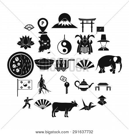 Asian Things Icons Set. Simple Set Of 25 Asian Things Icons For Web Isolated On White Background
