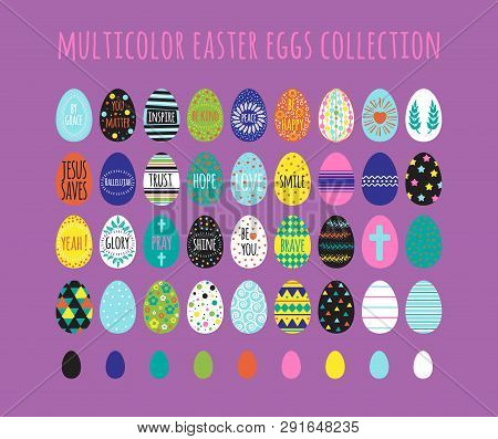 Easter Eggs Collection With Multicolor Geometry Pattern