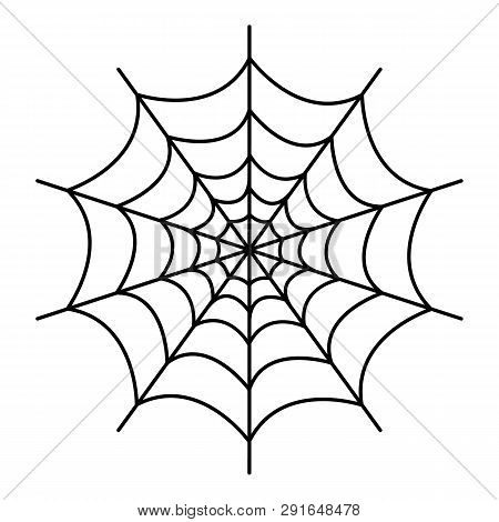 Symmetrical Spider Web Icon. Outline Symmetrical Spider Web Icon For Web Design Isolated On White Ba