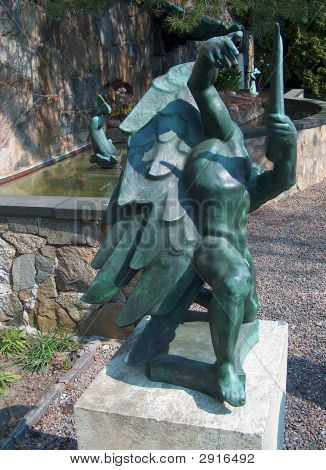Park soch Millesgarden ve Stockholmu, Švédsko. Rytíř