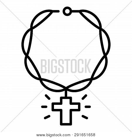 Rap Chain Cross Icon. Outline Rap Chain Cross Icon For Web Design Isolated On White Background