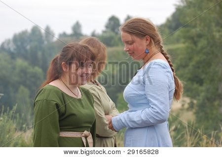 KIEV, UKRAINE - JULY 31: Members of history club Golden Capricorn wear medieval costume as they participates in historical festival in memory of King Vladimir July 31, 2009 in Kiev, Ukraine.