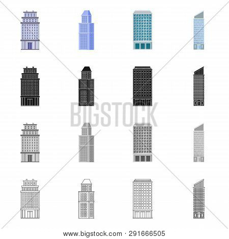 Vector Illustration Of Municipal And Center Symbol. Set Of Municipal And Estate   Vector Icon For St