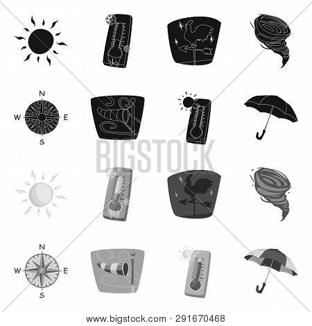 Vector Illustration Of Weather And Climate Sign. Set Of Weather And Cloud Stock Vector Illustration.
