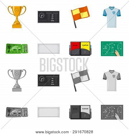 Vector Design Of Soccer And Gear Sign. Set Of Soccer And Tournament Stock Vector Illustration.
