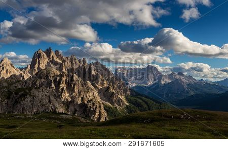 Dolomites Mountain Landscape View From Tre Cimes Lavaredo Loop Trail