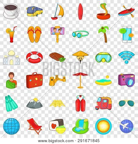 Holiday Icons Set. Cartoon Style Of 36 Holiday Icons For Web For Any Design