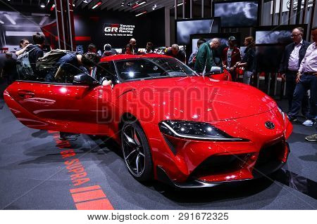 Geneva, Switzerland - March 10, 2019: Japanese Sportscar Toyota Supra Presented At The Annual Geneva