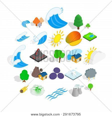 Unity With Nature Icons Set. Isometric Set Of 25 Unity With Nature Icons For Web Isolated On White B