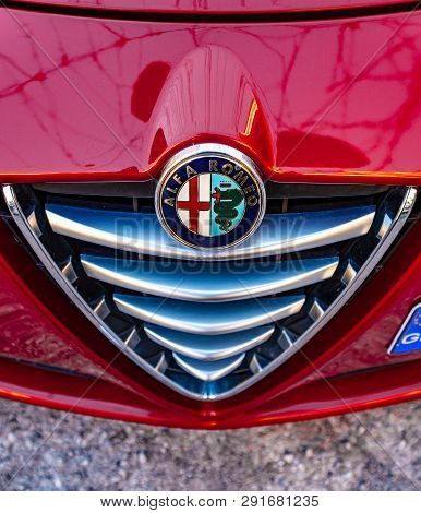 Thessaloniki / Greece 24 March 2019 : Alfa Romeo Giuletta ,color Dark Red ,washed And Polished ,shoo