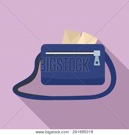 Postman Bag Icon. Flat Illustration Of Postman Bag Vector Icon For Web Design