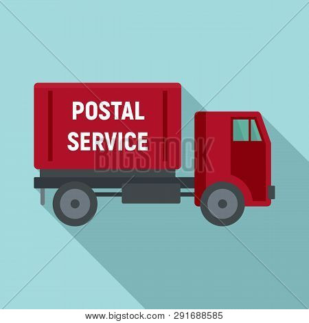 Postal Service Truck Icon. Flat Illustration Of Postal Service Truck Vector Icon For Web Design