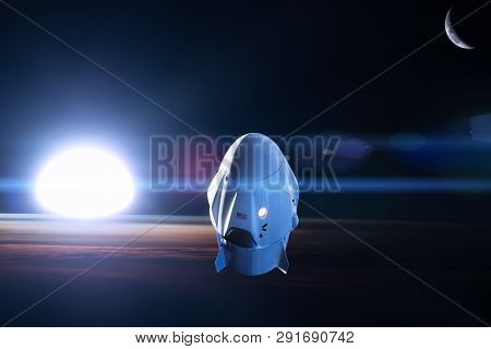 Cargo Spacecraft In Low-earth Orbit. Elements Of This Image Furnished By Nasa.
