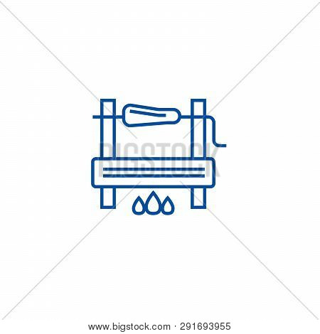 Bbg Cooking Line Icon Concept. Bbg Cooking Flat  Vector Symbol, Sign, Outline Illustration.