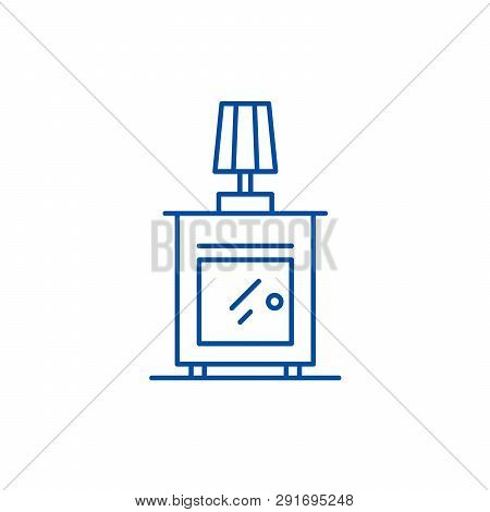 Bedside Table Line Icon Concept. Bedside Table Flat  Vector Symbol, Sign, Outline Illustration.