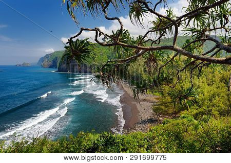 Stunning View Of Rocky Beach Of Pololu Valley, Big Island, Hawaii, Taken From Pololu Trail, Hawaii, 