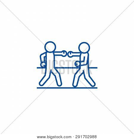 Boxing Sparring Line Icon Concept. Boxing Sparring Flat  Vector Symbol, Sign, Outline Illustration.