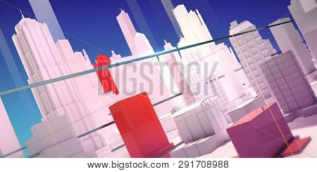 Abstract 3d City Rendering With Lines And Digital Elements Moern Transport Real Estate Concept Backg