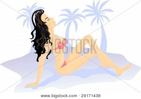 Pige på stranden