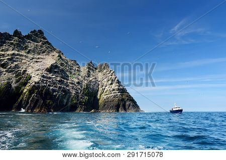 Little Skellig Island, Home To Many Various Seabirds And The Second Largest Gannets Colony In The Wo