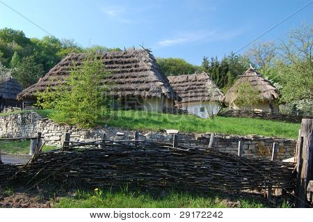 Autêntica casa ucraniana em Pirogovo Museu ao ar livre, Kiev, Ucrânia