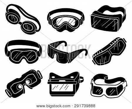 Goggles Icons Set. Simple Set Of Goggles Vector Icons For Web Design On White Background