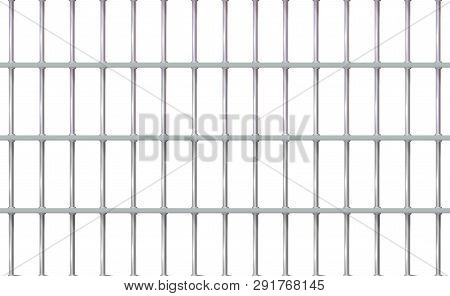 Realistic Background Prison Iron Interior. Jail Cells Modern With Bars. Banner Vector Detailed Illus