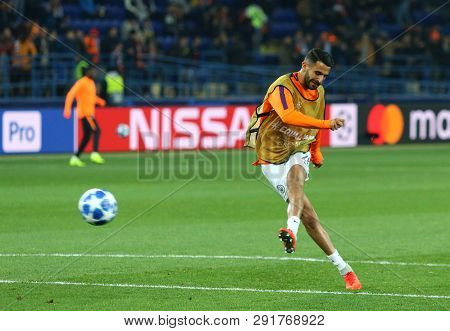 Kharkiv, Ukraine - October 23, 2018: Riyad Mahrez Of Manchester City In Action During Training Sessi
