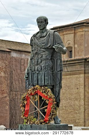 Statue Of The Roman Emperor Julius Caesar. He Was A Roman Politician, Dictator, Military General, Hi