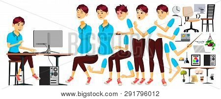 Office Worker . Woman. Happy Clerk, Servant, Employee. Business Woman Person. Japanese Lady Face Emo