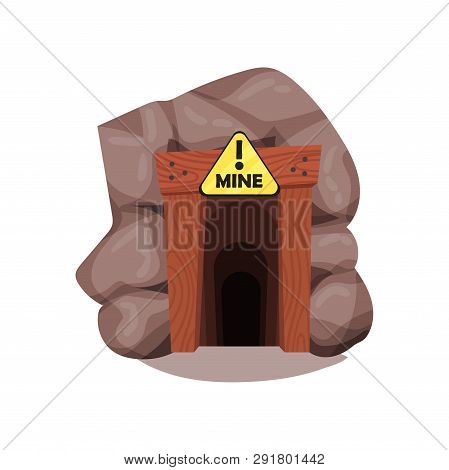 Entrance To Tunnel On White Background. Vector Illustration.