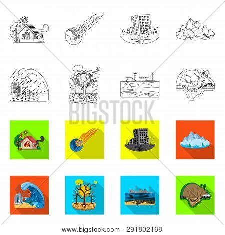 Vector Design Of Natural And Disaster Icon. Set Of Natural And Risk Vector Icon For Stock.