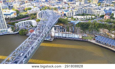 Brisbane, Australia - February 22 2019: Aerial View Looking Down On The Story Bridge And Howard Smit