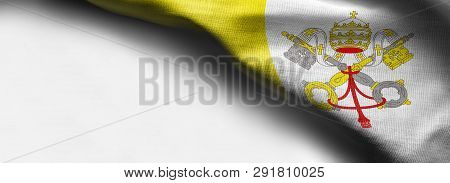 Vatican City Flag On White Background - Right Top Corner Flag