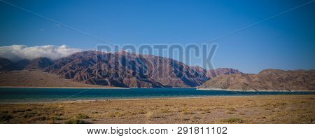 Panoramic View To Orto-tokoy Reservoir At Chu River , Naryn, Kyrgyzstan