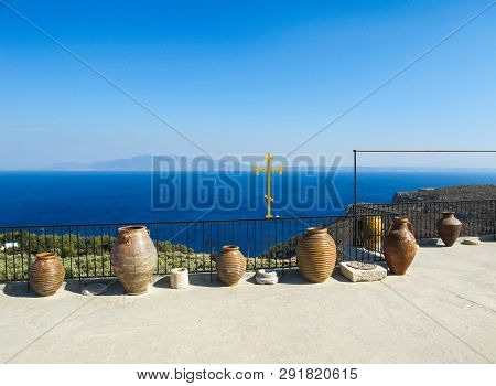 Beautiful Sea View From Monastery Of Saint Savvas On The Greek Island Of Kalymnos
